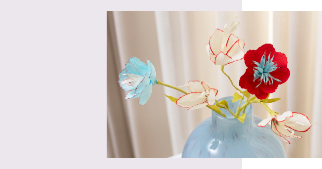 Fiori di crêpe in vaso