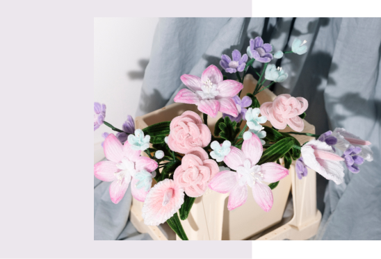 Bouquet di fiori di ciniglia