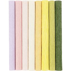 Carta crespa, foglio 25x60 cm, Proporzione: 180%, 105 g, colori pastello, 8fgl./ 1 conf.