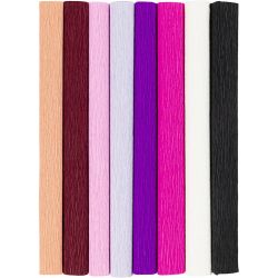 Carta Crespa, foglio 25x60 cm, Proporzione: 180%, 105 g, armonia viola/rosa, 8 fgl./ 1 conf.