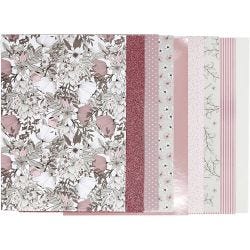 Blocco carta fantasia, misura 21x30 cm, 120+128 g, beige, marrone, rosato, bianco, 24 fgl./ 1 conf.