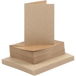 Biglietti e buste, dim. cartoncino 10,5x15 cm, dim. busta 11,5x16,5 cm, 120+240 g, natural, 50 set/ 1 conf.