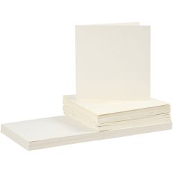 Biglietti e buste, dim. cartoncino 15x15 cm, dim. busta 16x16 cm, 110+220 g, avorio, 50 set/ 1 conf.