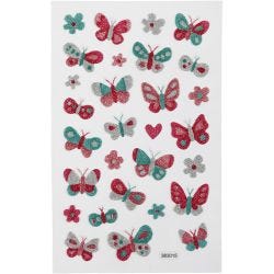 Adesivi glitterati, Farfalle, foglio 10x16 cm, 1 fgl.