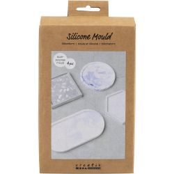 Stampo in silicone, quadrato, circolare, esagonale e ovale, H: 1-1,5 cm, diam 9-11,2 cm, 4 pz/ 1 conf.