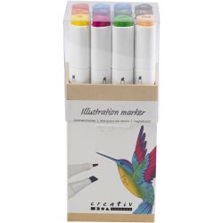 Pennarello da disegno, ampiezza tratto 1+8 mm, colori standard, 12 pz/ 1 conf.