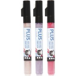 Plus Color Marker, L: 14,5 cm, ampiezza tratto 1-2 mm, fuchsia, rosa pallido, lilla scuro, 5,5 ml, 3pz/ 1 conf.