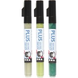 Plus Color Marker, L: 14,5 cm, ampiezza tratto 1-2 mm, verde scuro, eucalipto, verde foglia, 5,5 ml, 3 pz/ 1 conf.