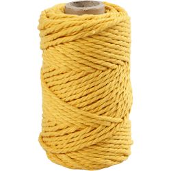 Corda per Macramé, L: 55 M, diam 4 mm, giallo, 330 g/ 1 rot.