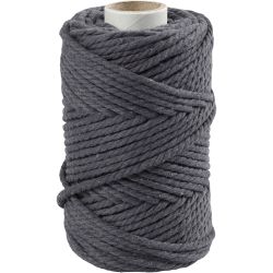 Corda per Macram&eacute;, L: 55 M, diam 4 mm, grigio, 330 g/ 1 rot.