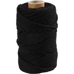 Corda per Macram&eacute;, L: 55 M, diam 4 mm, nero, 330 g/ 1 rot.