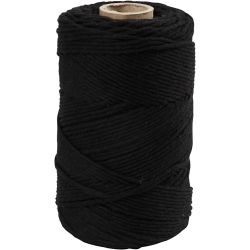 Corda per Macram&eacute;, L: 198 M, diam 2 mm, nero, 330 g/ 1 rot.