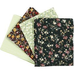 Tessuto per Patchwork, misura 45x55 cm, 100 g, verde, 4 pz/ 1 pacch.
