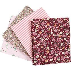 Tessuto per Patchwork, misura 45x55 cm, 100 g, rosato, 4 pz/ 1 pacch.