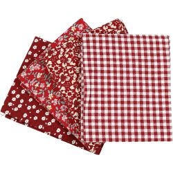 Tessuto per Patchwork, misura 45x55 cm, 100 g, rosso, 4 pz/ 1 pacch.