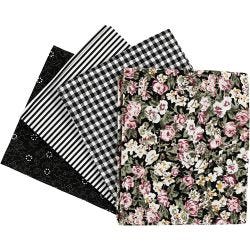 Tessuto per Patchwork, misura 45x55 cm, 100 g, nero, 4 pz/ 1 pacch.