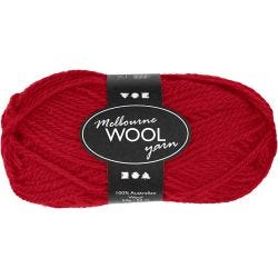 Filato di lana Melbourne, L: 92 M, rosso, 50 g/ 1 gom.