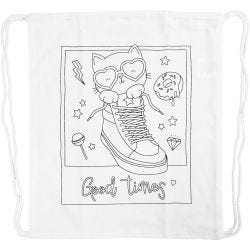 Borsa con chiusura a cordoncino, misura 37x41 cm, 130 g, bianco, 1 pz