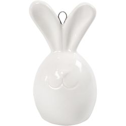 Coniglio, H: 6,7 cm, diam 3,6 cm, bianco, 3 pz/ 1 conf.