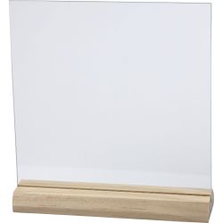 Piatto di vetro con supporto in legno