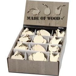 Decorazione in legno, coniglio, uovo, gallina, misura 6 cm, spess. 3 mm, 200 pz/ 1 conf.