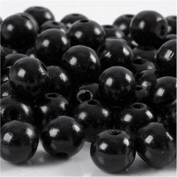 Perline in legno, 10 mm, 3 mm, nero, 20g/ 1 conf.