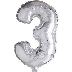 Palloncino alluminio, 3, 41 cm, argento, 1 pz