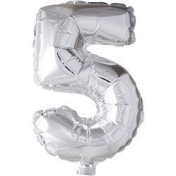 Palloncino alluminio, 5, H: 41 cm, argento, 1 pz