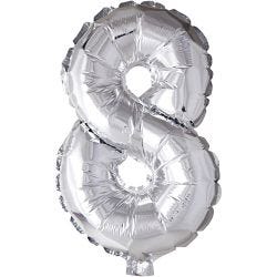Palloncino alluminio, 8, 41 cm, argento, 1 pz