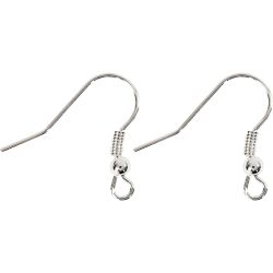 Gancetti per orecchini, L: 18 mm, argento, 10pz/ 1 conf.