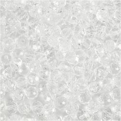 Perline Sfaccettate, misura 3x4 mm, misura buco 0,8 mm, cristallo, 100 pz/ 1 conf.