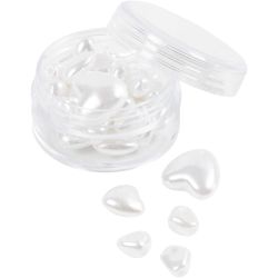Perline di Cera, Cuori, diam 7-13 mm, misura buco 1,3-1,5 mm, madreperla, 32 pz/ 1 conf.