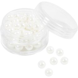 Perline di Cera, diam 6 mm, misura buco 1,9 mm, madreperla, 65 pz/ 1 conf.