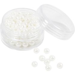 Perline di Cera, diam 5 mm, misura buco 1,7 mm, madreperla, 110 pz/ 1 conf.