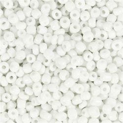 Perline rocaille, 3 mm, 8/0, 0,6-1,0 mm, bianco, 25g/ 1 conf.