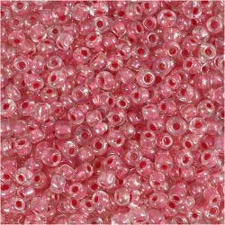 Perline rocaille, 3 mm, 8/0, 0,6-1,0 mm, centro rosa, 25g/ 1 conf.