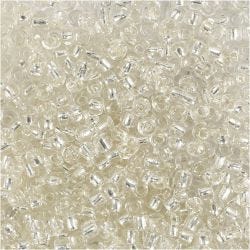 Perline rocaille, diam 3 mm, misura 8/0, misura buco 0,6-1,0 mm, argento, 25g/ 1 conf.