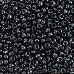 Perline rocaille, 3 mm, 8/0, 0,6-1,0 mm, nero metallico, 25g/ 1 conf.