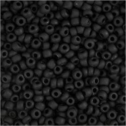Perline rocaille, 3 mm, 8/0, 0,6-1,0 mm, nero satinato, 25g/ 1 conf.