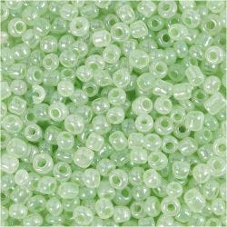 Perline rocaille, 3 mm, 8/0, 0,6-1,0 mm, verde tenue, 25g/ 1 conf.