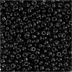 Perline rocaille, diam 3 mm, misura 8/0, misura buco 0,6-1,0 mm, nero, 25g/ 1 conf.