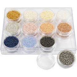 Perline rocaille, 1,7 mm, 15/0, 0,5-0,8 mm, colori tenui, 12x15g/ 1 conf.