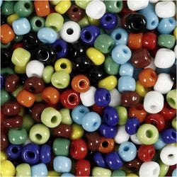 Perline Rocaille, diam 4 mm, misura 6/0, misura buco 0,9-1,2 mm, colori asst., 130 g/ 1 conf.