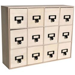 Cassettiera in legno grezzo - maniglie in metallo