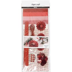 Mix creativo, ritaglio della carta, rosso, panna, 1 conf.