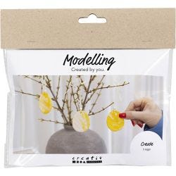 Kit Fai da te Mini Modellazione, uovo, giallo chiaro, colori pastello, 1 conf.