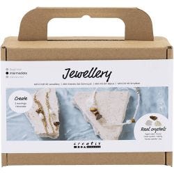 Kit Fai da te Mini Gioielli, Orecchini e collana con cristalli, 1 conf.
