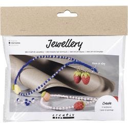 Kit Fai da te Mini Gioielli, Collana e orecchini, blu reale, 1 conf.