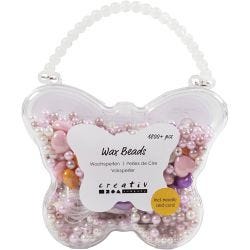 Perline di cera, misura buco 1,3-2,5 mm, pastel orange, rosato tenue, lilla chiaro, madreperla, 127 g, 1 conf.