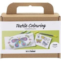 Kit Fai da te Mini Colorazione dei tessuti, Farfalle, colori pastello, 1 conf.
